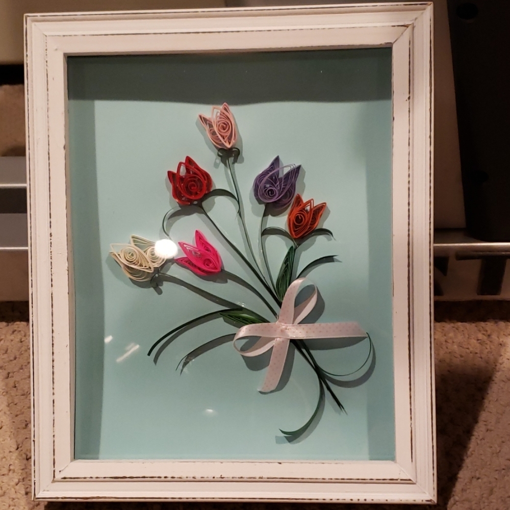 Handmade Paper quilled flower wall art